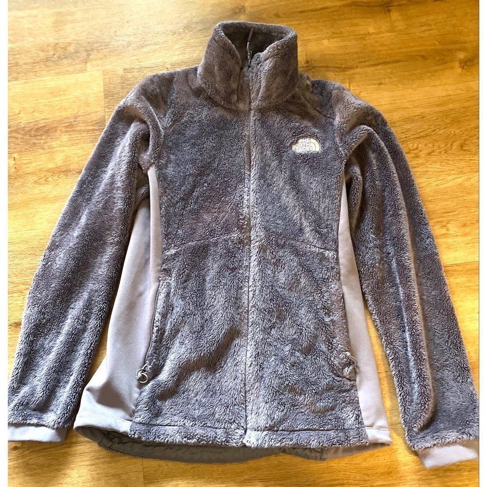 The North Face Womens Gray Fleece Full Zip Jacket Size S/P Standup Collar